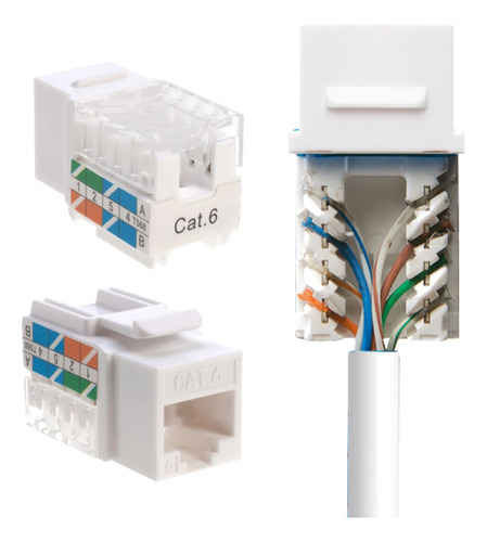 Conector De Pared Ethernet Keystone En Ángulo De 45° Cat6