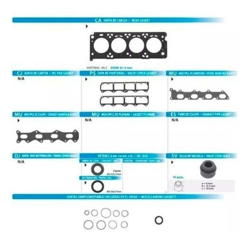 Juntas Motor Fiat Palio Sedan 2004-2005 Tf Victor Jc-1900