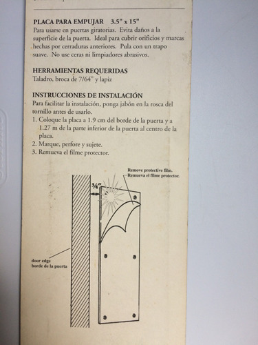 Lamina Protector Puerta Bronce Pulido Push Plate A Domicilio