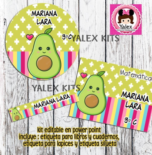 Etiquetas Escolares Aguacate Editable Imprimible 