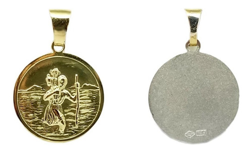 San Cristóbal - Medalla De Plata Con  Frente De Oro - 20mm