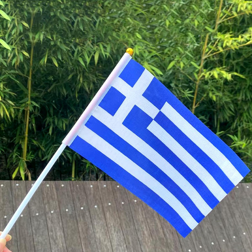 Banderín De Mano Grecia, Mxgrh-006, 50pzas, Grecia, 14x21cm, Grhandflag
