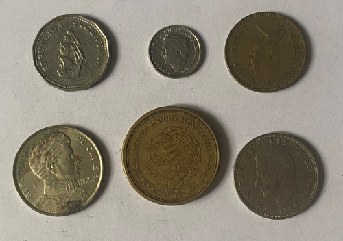 6 Monedas México Hong Kong España Chile Holanda Argen 351/2m