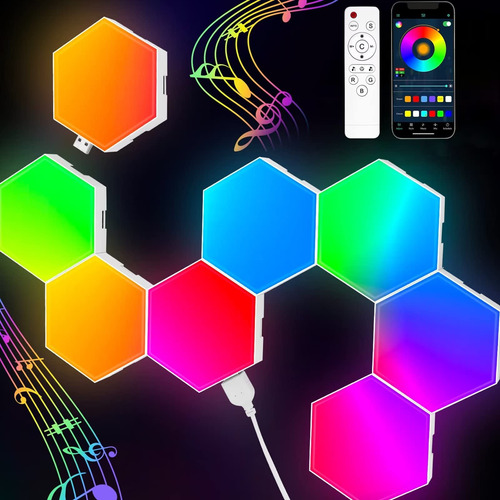 Tisofu Luz Hexagonal ( 8) Panel Pared Led Rgb Para Juego