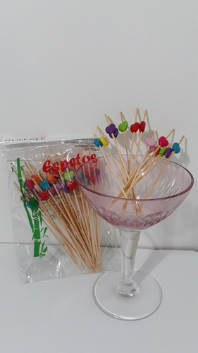 Imagem 4 de 5 de 100 Espeto Enfeite Coração Multicor 12 Cm Lanches Petiscos
