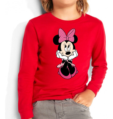 Polera Manga Larga Algodón Niñas Minnie Mouse