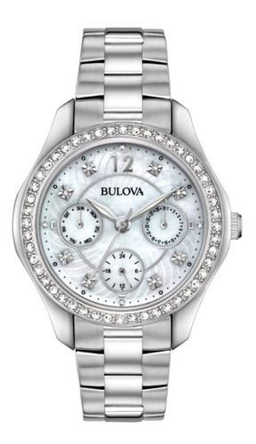 96n111 Reloj Bulova Crystal Plateado/blanco