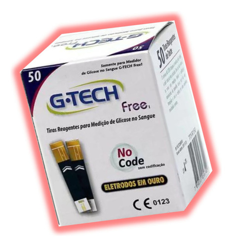 50 Fitas Tiras Medir Glicemia G-tech Free Glicose Diabetes