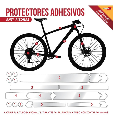 Kit protectores transparentes adhesivos cuadro y vainas btt mtb bici bicicleta 