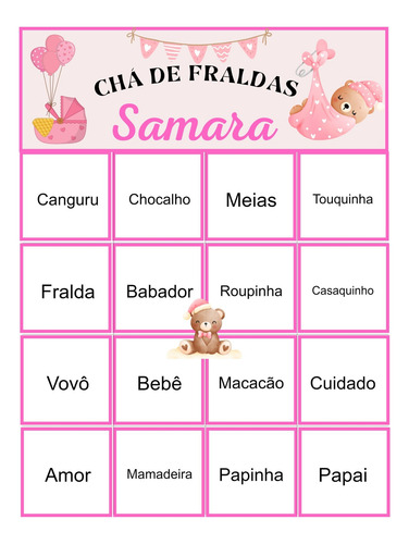 70 Cartelas Bingo Chá De Fralda Pdf Nome Personalizado Baby