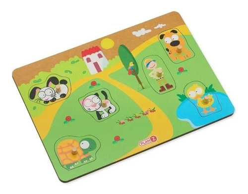 Imagen 1 de 3 de Juego Encastre Madera Con Agarre Didácticos Infantil Plan Z Color Mascotas