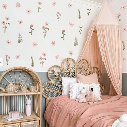 Calcomanías De Pared De Flores De Acuarela Boho, Calcomanías