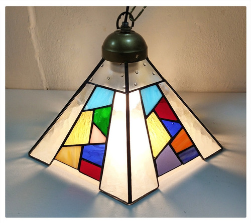 Lámpara Colgante Vitraux Tiffany 30 Cm  Vidrio Multicolor  