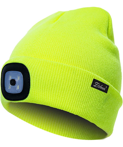 Gorro Tejido Con Luz Led Unisex Amarillo Talla Única