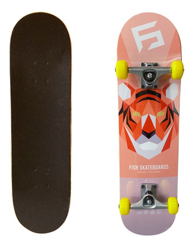 Patineta Fish Orange Tiger Color de las ruedas Amarillo Color de los rulemanes Plateado