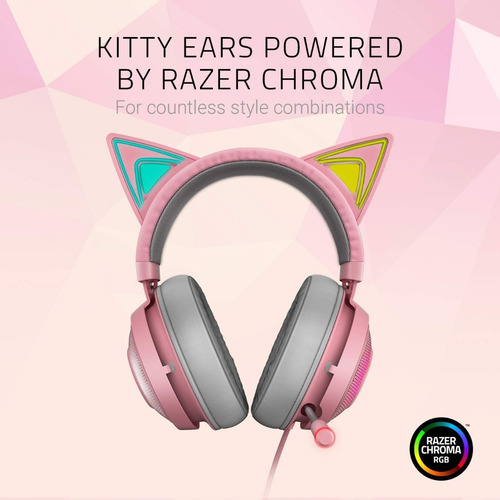 Imagen 6 de 9 de Auriculares gamer Razer Kraken Kitty quartz con luz rgb LED