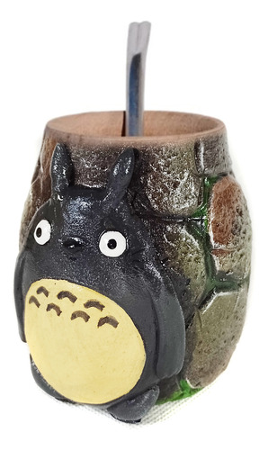 Mate Artesanal Algarrobo Totoro Marrón Claro Personalizado