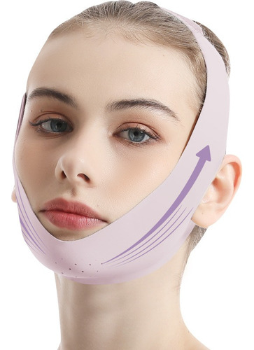 2 Mentonera Faja Forma V Oferta Reduce Arruga Papada Cachete Rosa Púrpura