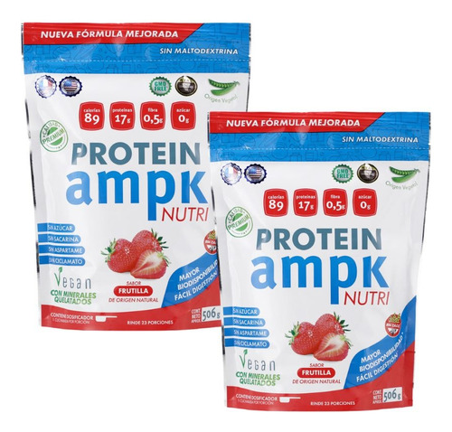 Suplemento En Proteina Framingham Pharma  Ampk Ampk Protein Proteína Vegana Sabor Frutilla En Bolsa De 506g Pack X 2 U