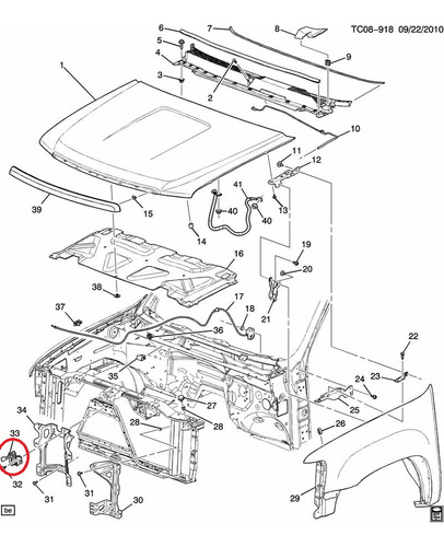 Cerradura Capot Silverado 2007-14 (sin Sensor) Gm