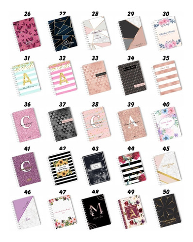 Imagem 8 de 10 de Agenda Personalizada Ano Atual C/nome Floral Preta