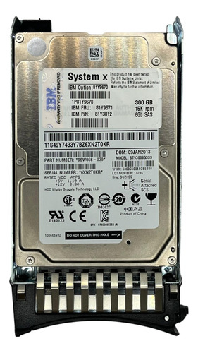 Hd Ibm 300gb 15k 2.5 Sas 6gb (com Gaveta) 81y9913 81y9902 81y9891 49y7433 @