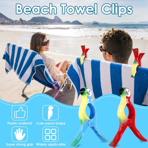 .. 4 Divertidos Clips Para Toallas De Playa, Pinzas Para La