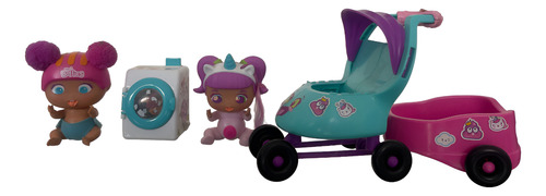 Mini Bellies Muñeca Mini Carro Rosa Y Mini Bellie Lavanderia (Usado)