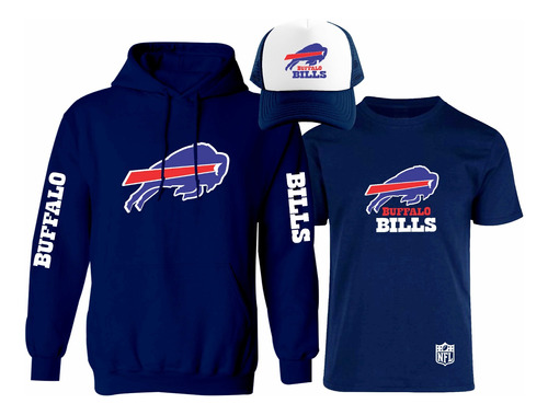 Kit Sudadera + Playera + Gorra Mod Buffalo Bills Estampado