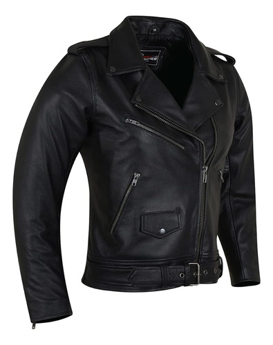 Vance Ladies Premium Goatskin Classic Motorcycle Leather Jac