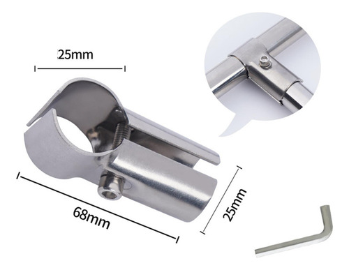 4 Conector De Tubo De Acero Inoxidable Para Rejillas 2 Vías