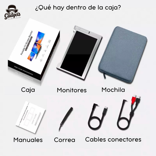 Doble Monitor 15'' Tri-pantalla Para Laptop Fhd 1080p Ips