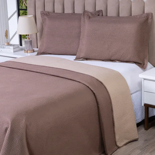 Kit Cobre Leito Casal Queen Colcha 200 Fios Dupla Face3 Pcs