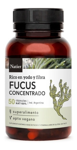 Natier Fucus 50 Caps Control Del Peso Tiroides Adelgazante