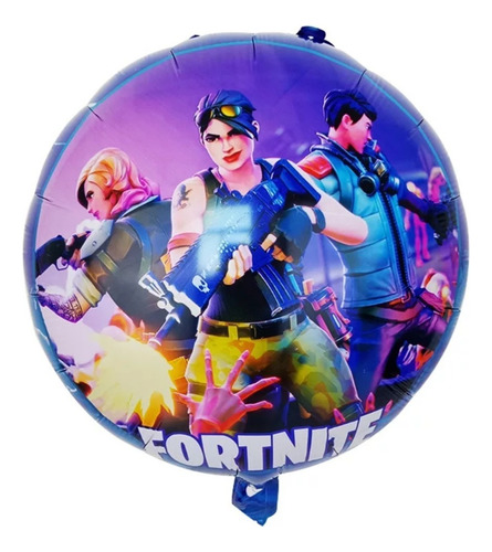 10 Globos Metalizados Fornite De 45 Cm