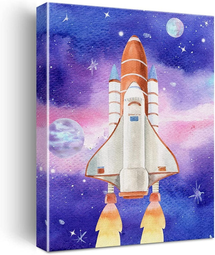 Cuadro Decorativo Cohete Espacial Habitacion Niños 40x60cm