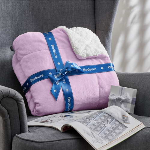 Manta Bedsure Sherpa De Forro Polar, Tamaño Doble, Lila