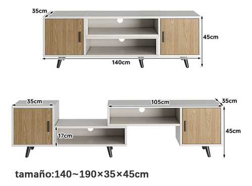 Mueble Tv Ajustable 140-190cm-puerta Vintage Moderna 85x35cm
