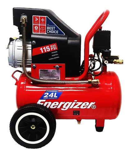 Compresor de aire eléctrico portátil Energizer EZC24D monofásico 24L 2hp 220V 50Hz rojo