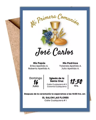 Invitación Primera Comunión con niño personalizada