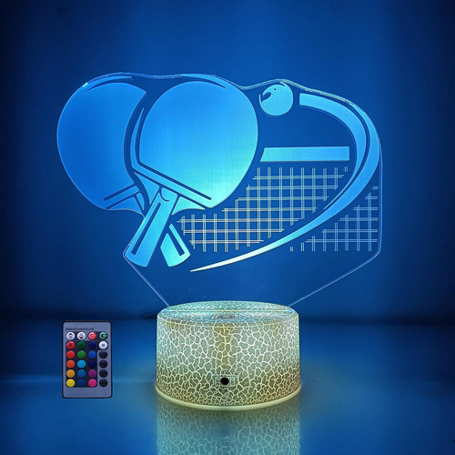 Ilusión Óptica 3d, Luz Nocturna De Paleta De Ping Pong Con C