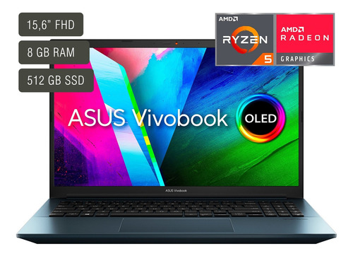 Notebook Asus Vivobook Pro 15.6' Oled Full Hd Ryzen 5 8/512g