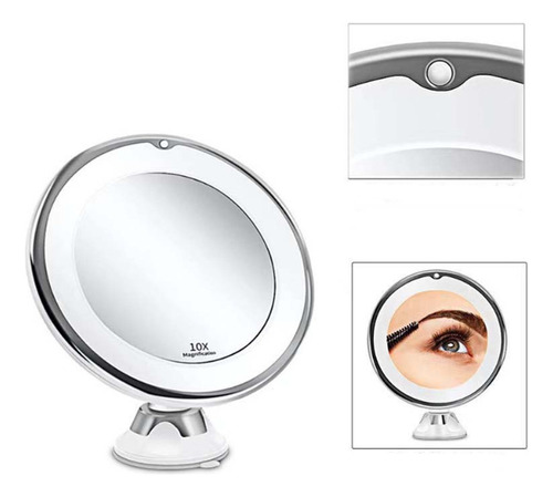 Espejo De Maquillaje De Baño Con Aumento De 10x Con Luz Led