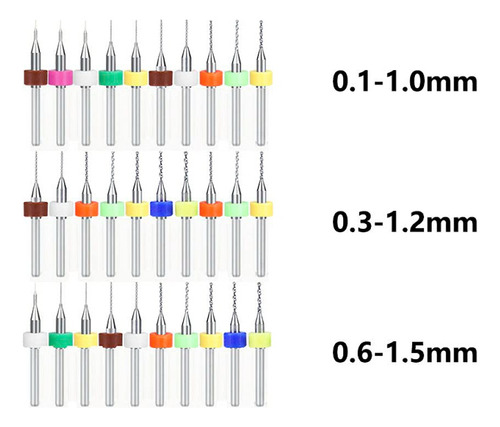 30 Micro Mechas De Carburo 0.1 A 1.50 Mm Cnc Pcb Dremel S.