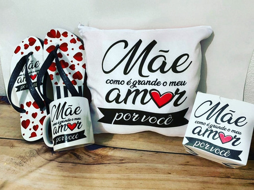 Kit Presente Dias Das Mães Linda Xicara Almofada Chinelo Top