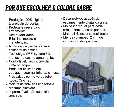 Coldre Sabre Kydex Iwb Glock G19 G25 Lanterna Trustfire Gm23