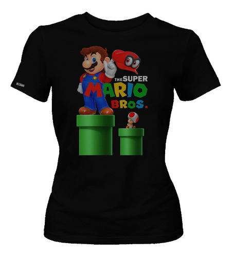Camiseta Estampado Super Mario Bros Hongo Dama Mujer Dbo