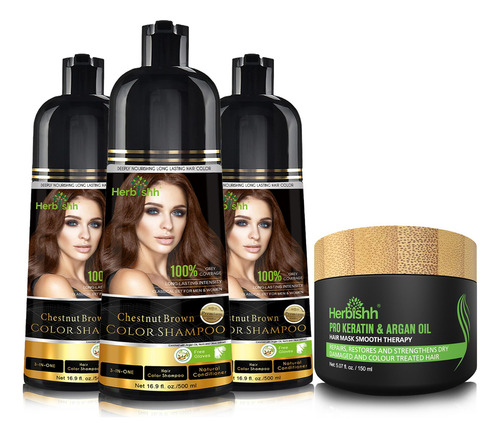 Herbishh Ultimate Hair Color Shampoo Kit 3pcs Hair Color Sh
