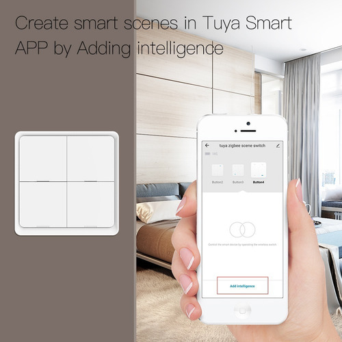Imagen 7 de 9 de Pulsador Zigbee Tipo Tecla 4 Botones 12 Gestos P/app Tuya