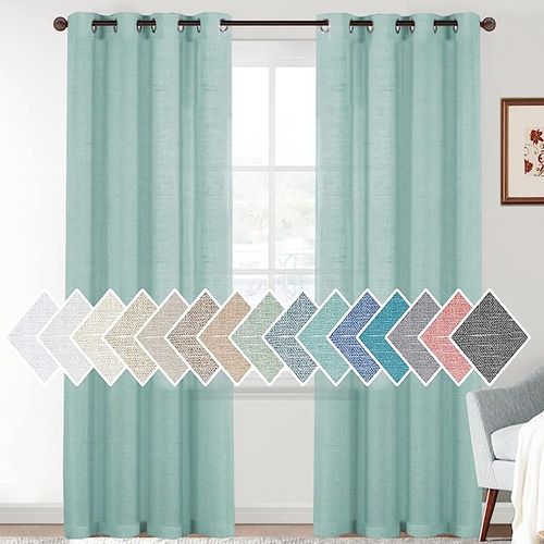 H Versailtex Cortinas Elegantes Mezcla Lino Privacidad 2 Pan